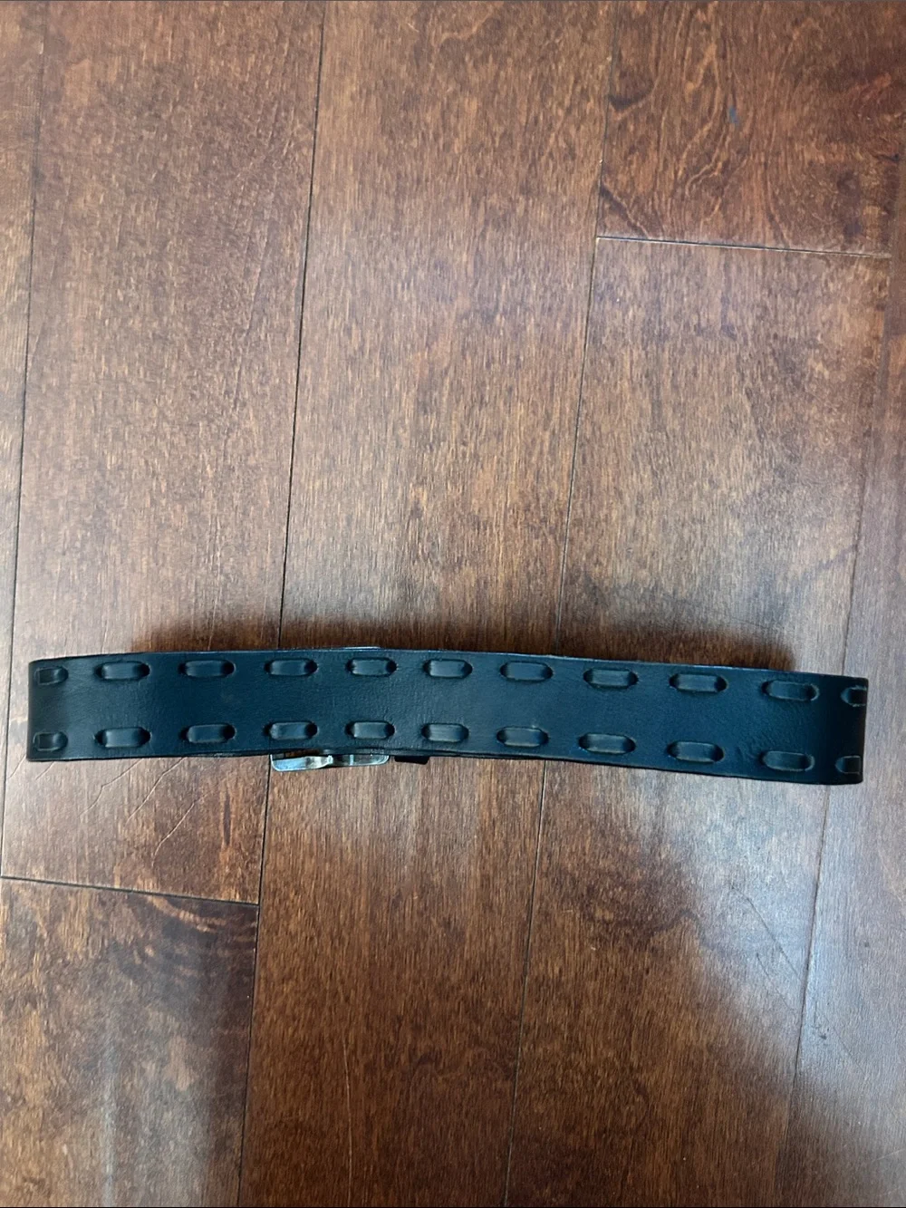The Children’s Place Kid’s Chunky Black Leather Belt, Silver Buckle, Size 8-14